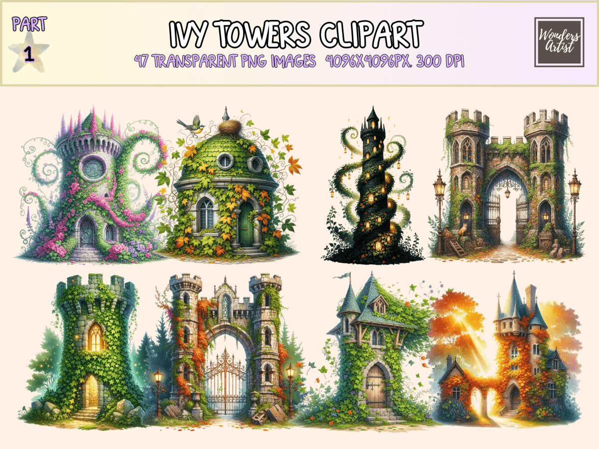Ivy Towers Clipart All Bundles Clipart Line Art - WondersArtist