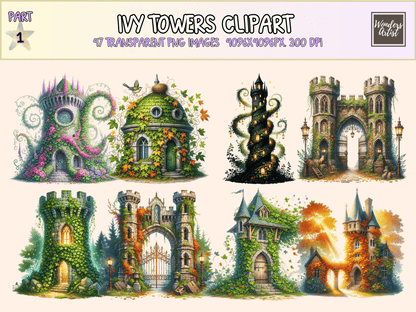 Ivy Towers Clipart All Bundles Clipart Line Art - WondersArtist