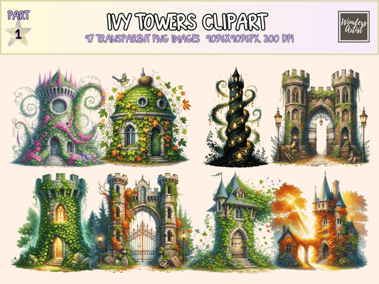 Ivy Towers Clipart All Bundles Clipart Line Art - WondersArtist