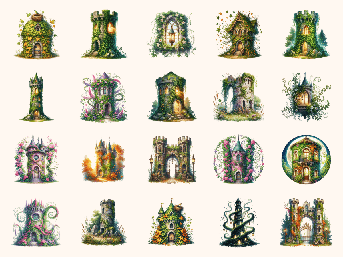 Ivy Towers Clipart All Bundles Clipart Line Art - WondersArtist