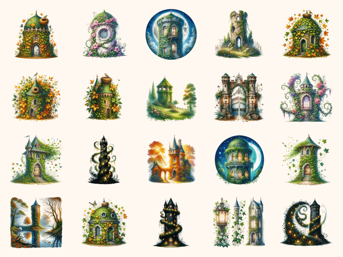 Ivy Towers Clipart All Bundles Clipart Line Art - WondersArtist