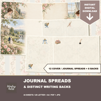 Jane Austen Journal Kit — journal pages and backs
