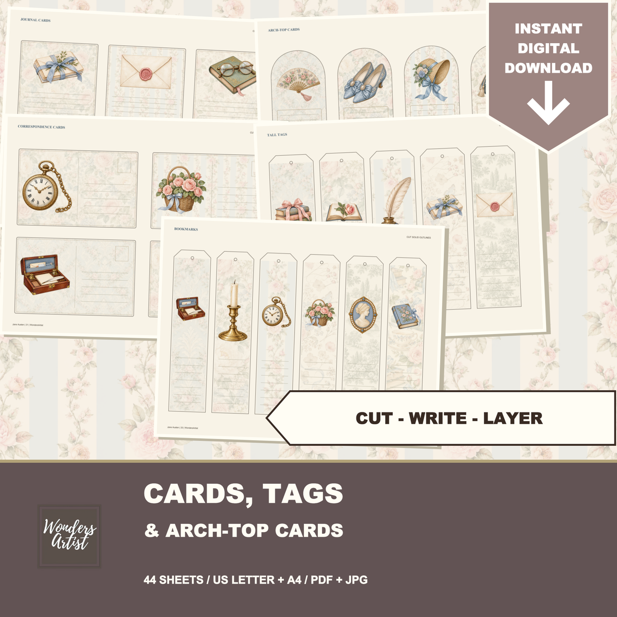 Jane Austen Journal Kit — cards tags and postcards