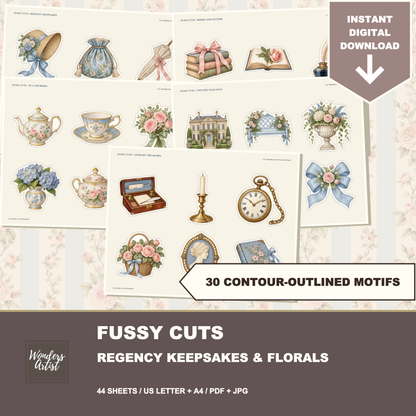 Jane Austen Journal Kit — fussy cuts and labels