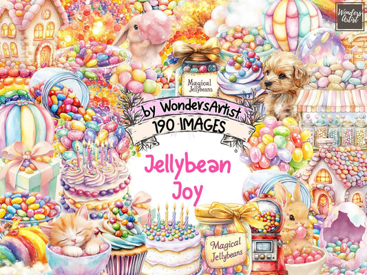 Jellybean Joy Watercolor Clipart - High - Quality Instant Digital Download for Creative Projects