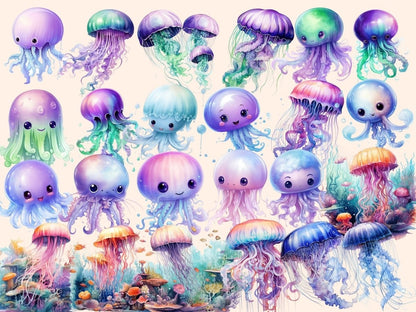 Jellyfish Watercolor Clipart jellyfish clipart - Wonders Artist