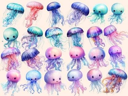 Jellyfish Watercolor Clipart jellyfish clipart - Wonders Artist