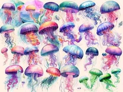 Jellyfish Watercolor Clipart jellyfish clipart - Wonders Artist