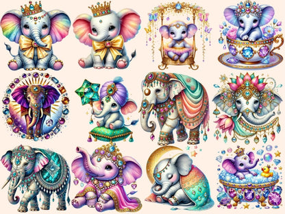 Jeweled Elephants Clipart elephant clipart elephant graphics elephant images - WondersArtist