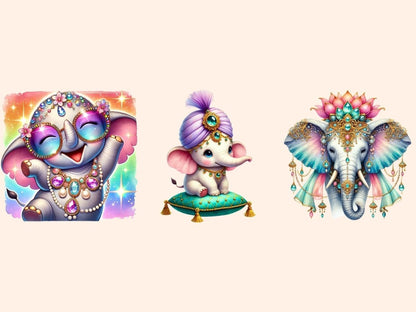 Jeweled Elephants Clipart elephant clipart elephant graphics elephant images - WondersArtist