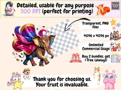 Jeweled Elephants Clipart elephant clipart elephant graphics elephant images - WondersArtist