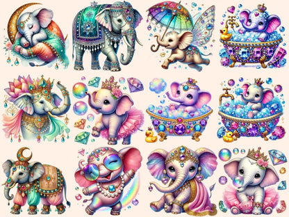 Jeweled Elephants Clipart elephant clipart elephant graphics elephant images - WondersArtist