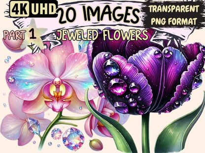 Jeweled Flowers (P1) Clipart Elegant Floral Clip - Wonders Artist