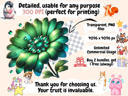 Jeweled Flowers (P1) Clipart Elegant Floral Clip - Wonders Artist