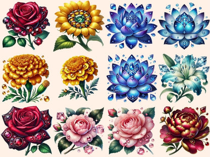 Jeweled Flowers (P10) Clipart Elegant Floral Clip - Wonders Artist