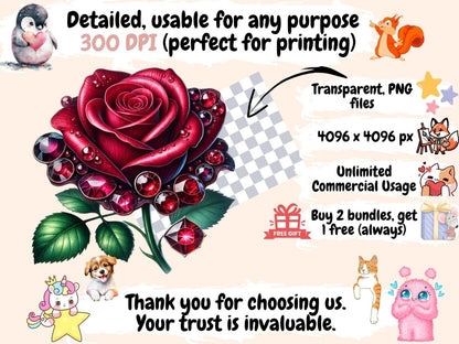 Jeweled Flowers (P10) Clipart Elegant Floral Clip - Wonders Artist