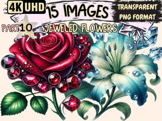 Jeweled Flowers (P10) Clipart Elegant Floral Clip - Wonders Artist