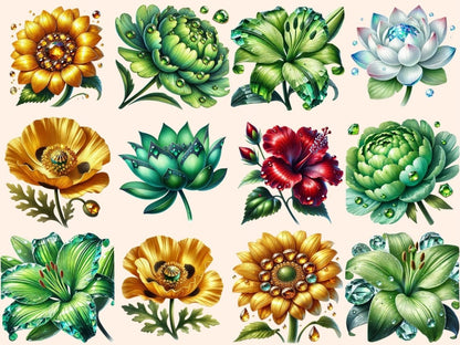 Jeweled Flowers (P3) Clipart Elegant Floral Clip - Wonders Artist