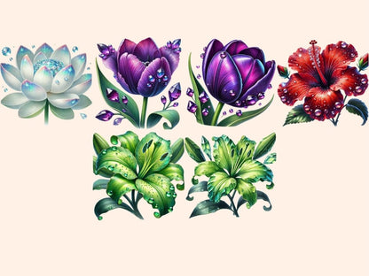 Jeweled Flowers (P3) Clipart Elegant Floral Clip - Wonders Artist