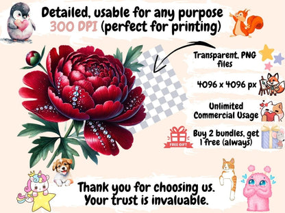 Jeweled Flowers (P4) Clipart Elegant Floral Clip - Wonders Artist