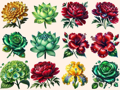 Jeweled Flowers (P4) Clipart Elegant Floral Clip - Wonders Artist