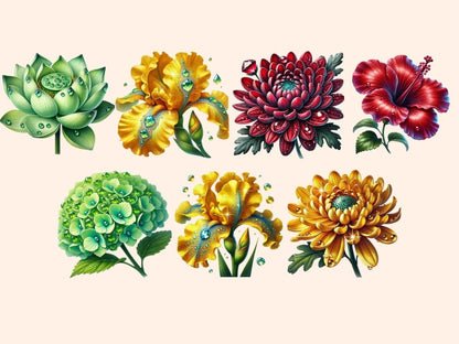 Jeweled Flowers (P4) Clipart Elegant Floral Clip - Wonders Artist
