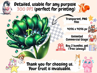 Jeweled Flowers (P5) Clipart Elegant Floral Clip - Wonders Artist