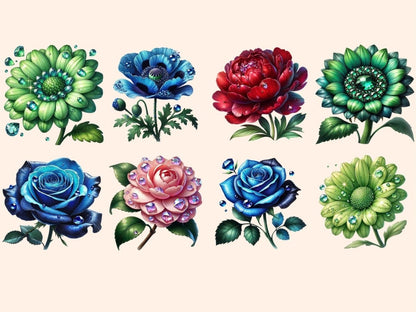 Jeweled Flowers (P5) Clipart Elegant Floral Clip - Wonders Artist