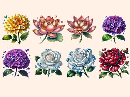 Jeweled Flowers (P6) Clipart Elegant Floral Clip - Wonders Artist