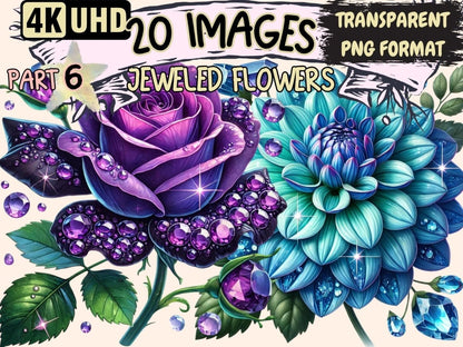 Jeweled Flowers (P6) Clipart Elegant Floral Clip - Wonders Artist