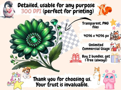 Jeweled Flowers (P6) Clipart Elegant Floral Clip - Wonders Artist