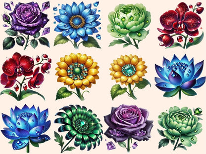 Jeweled Flowers (P7) Clipart Elegant Floral Clip - Wonders Artist