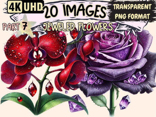 Jeweled Flowers (P7) Clipart Elegant Floral Clip - Wonders Artist