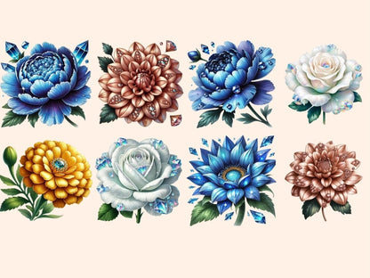 Jeweled Flowers (P7) Clipart Elegant Floral Clip - Wonders Artist