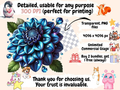 Jeweled Flowers (P8) Clipart Elegant Floral Clip - Wonders Artist