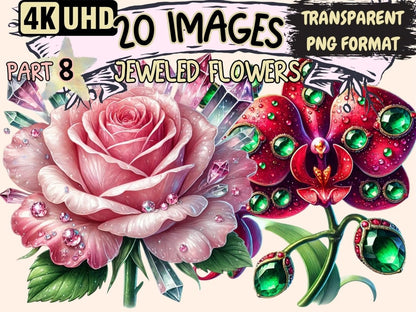 Jeweled Flowers (P8) Clipart Elegant Floral Clip - Wonders Artist