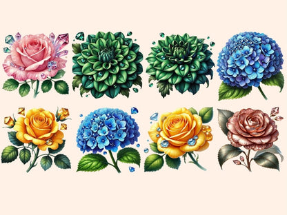 Jeweled Flowers (P8) Clipart Elegant Floral Clip - Wonders Artist