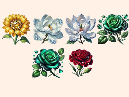 Jeweled Flowers (P9) Clipart Elegant Floral Clip - Wonders Artist