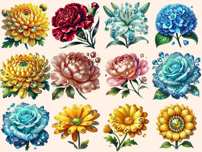 Jeweled Flowers (P9) Clipart Elegant Floral Clip - Wonders Artist