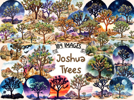 Joshua Trees Watercolor Clipart - High - Quality Instant Digital Download for Creative Projects