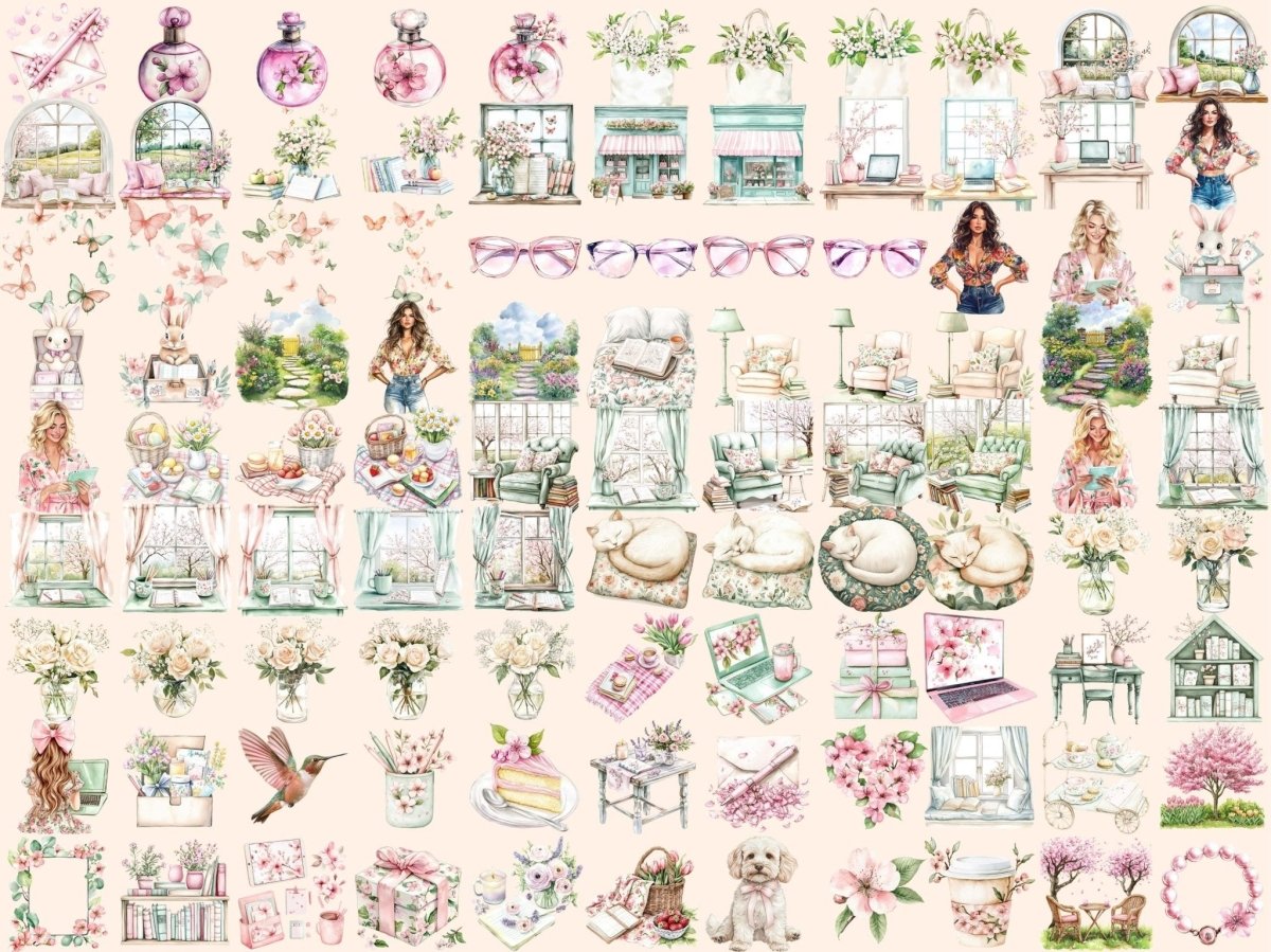 Journals of Spring Watercolor Clipart floral clipart floral graphics floral watercolor - WondersArtist