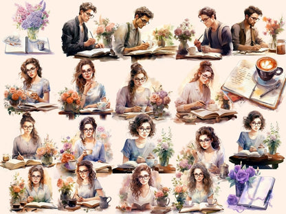 Journals Watercolor Clipart - High - Quality Instant Digital Download for Creative Projects