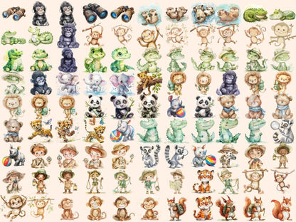 Jungle Adventure Watercolor Clipart Exotic Wildlife - Wonders Artist