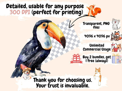 Jungle Adventure Watercolor Clipart Exotic Wildlife - Wonders Artist