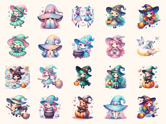 Kawaii Witches Clipart