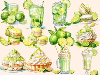 Key Lime Watercolor Clipart desserts clipart - Wonders Artist