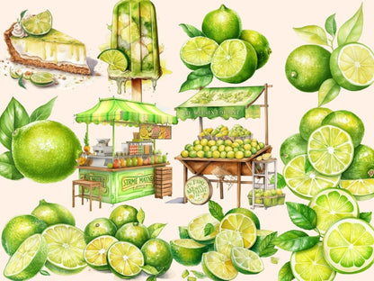 Key Lime Watercolor Clipart desserts clipart - Wonders Artist
