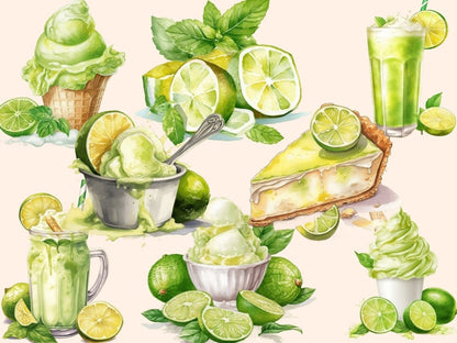 Key Lime Watercolor Clipart desserts clipart - Wonders Artist