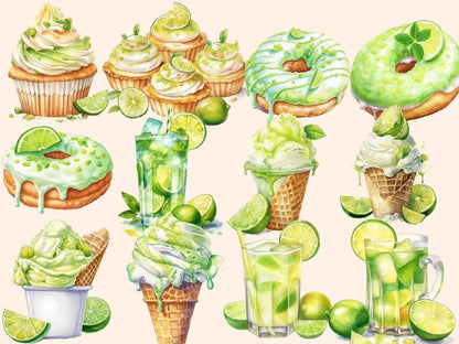 Key Lime Watercolor Clipart desserts clipart - Wonders Artist