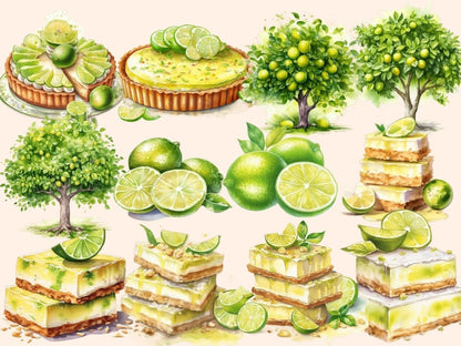 Key Lime Watercolor Clipart desserts clipart - Wonders Artist